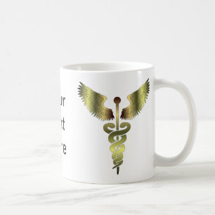 Gold-Caduceus-Symbol Kaffeetasse