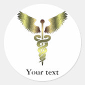Gold-Caduceus-Symbol Runder Aufkleber (Vorderseite)