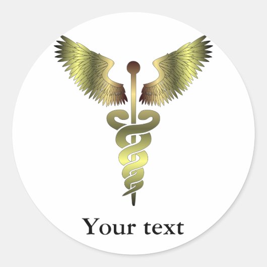 Gold-Caduceus-Symbol Runder Aufkleber (Vorderseite)