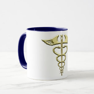 Gold Caduceus Tasse