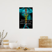 GOLD CADUCEUS UND 7 CHAKRAS IN ROSE MIT BLAUEM FRA POSTER (Küche)