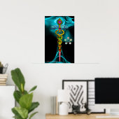 GOLD CADUCEUS UND 7 CHAKRAS IN ROSE MIT BLAUEM FRA POSTER (Heimbüro)