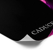 GOLD CADUCEUS UND 7 SCHAKRAS IN PINK FRAKTAL ROSE POSTER (Ecke)