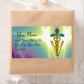 GOLD CADUCEUS VETERINÄRSYMBOL Aquamarin blau (Insitu)