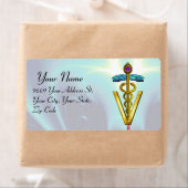 GOLD CADUCEUS VETERINÄRSYMBOL Aquamarin blau (Insitu)