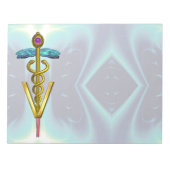 GOLD CADUCEUS VETERINÄRSYMBOL, Aquamarin blau Notizblock (Vorderseite)
