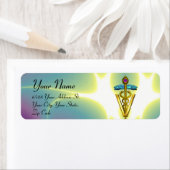 GOLD CADUCEUS VETERINÄRSYMBOL Blau grün (Insitu)