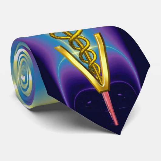 GOLD CADUCEUS VETERINÄRSYMBOL, Lila blau Krawatte (Gerollt)