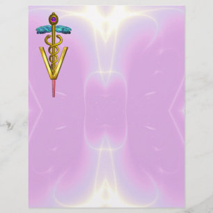 GOLD CADUCEUS VETERINÄRSYMBOL, lila, rosa