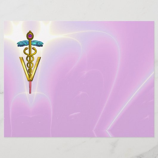 GOLD CADUCEUS VETERINÄRSYMBOL, lila, rosa (Vorderseite)