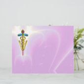 GOLD CADUCEUS VETERINÄRSYMBOL, lila, rosa (Stehend Vorderseite)