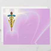 GOLD CADUCEUS VETERINÄRSYMBOL, lila, rosa (Vorne/Hinten)