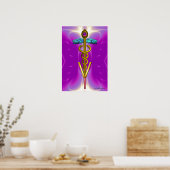 GOLD CADUCEUS VETERINÄRSYMBOL Pink Fuchsia Poster (Küche)