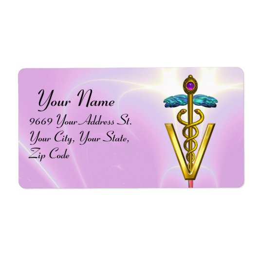GOLD CADUCEUS VETERINÄRSYMBOL Pink Lilac (Vorne)