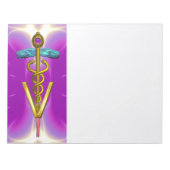 GOLD-CADUCEUS-VETERINÄRSYMBOL, rosa Lila Notizblock (Vorderseite)