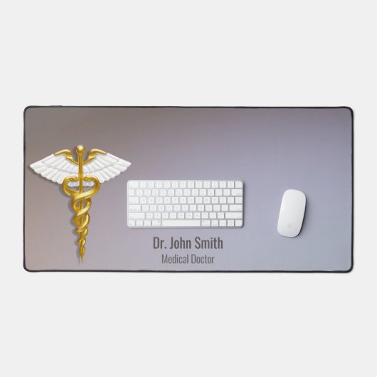 Gold Caduceus White Wings Medical Elegant Schreibtischunterlage (Tastatur & Maus)