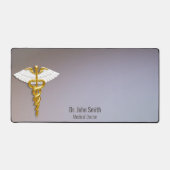 Gold Caduceus White Wings Medical Elegant Schreibtischunterlage (Vorderseite)
