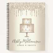 Gold Cake Bäckerei Dessert Glitzer Tropfen Kondito Notizblock (Vorderseite)