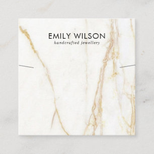 GOLD CALACATTA MARBLE NEKLACE BRACELET DISPLAY QUADRATISCHE VISITENKARTE