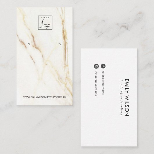 GOLD CALACATTA MARBLE STUD EARRING DISPLAY KARTE (Vorne/Hinten)