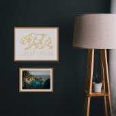 Gold California Grizzly Bear Typography Art Print Poster