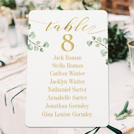 Gold Calligrafy Greenery Table Cards Einladung