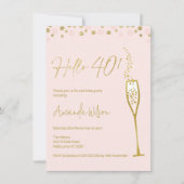 Gold Calligraphie Glas 40. Geburtstag Einladung (Vorderseite)