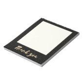 Gold Calligraphie Vielen Dank mit Punkten auf schw Notizblock (Rotiert)