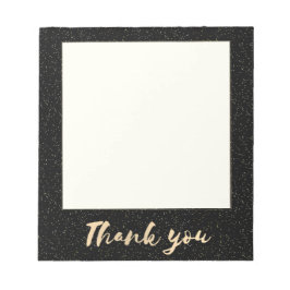 Gold Calligraphie Vielen Dank mit Punkten auf schw Notizblock