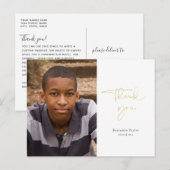 Gold Calligraphy Abschluss Vielen Dank für Ihr Fot Postkarte (Vorne/Hinten)