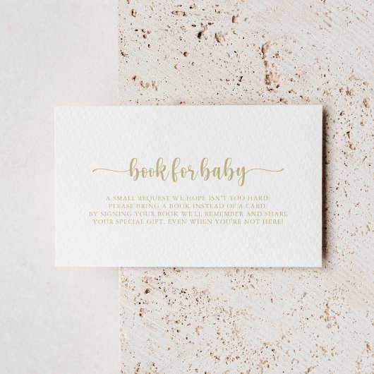 Gold Calligraphy Baby Shooting Book Request Begleitkarte