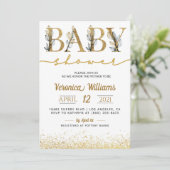 Gold Calligraphy Baby Shower Einladung (Stehend Vorderseite)