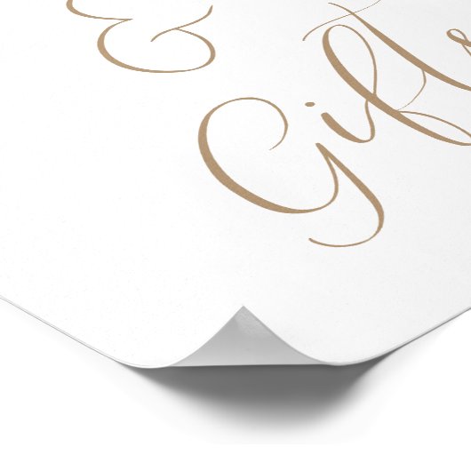 Gold Calligraphy Baby Showkarten und Geschenke Zei Poster (Ecke)