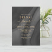 Gold Calligraphy & Black Bridal Dusche Einladung (Stehend Vorderseite)