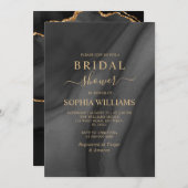 Gold Calligraphy & Black Bridal Dusche Einladung (Vorne/Hinten)