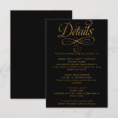 Gold Calligraphy Black Wedding Insert Card (Vorne/Hinten)
