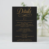 Gold Calligraphy Black Wedding Insert Card (Stehend Vorderseite)