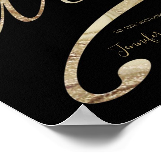 Gold Calligraphy Black Welcome Wedding Poster (Ecke)