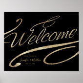 Gold Calligraphy Black Welcome Wedding Poster (Vorne)
