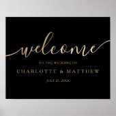 Gold Calligraphy Black Welcome Wedding Poster (Vorne)