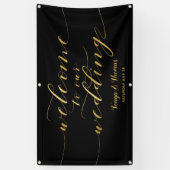 Gold Calligraphy Black Willkommen bei unserer Hoch Banner (Vertikal)