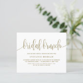 Gold Calligraphy Bridal Brunch Einladung (Stehend Vorderseite)