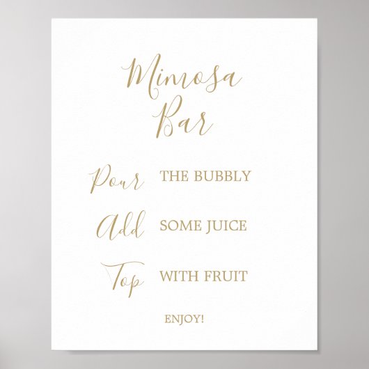 Gold Calligraphy Bridal Mimosa Bar Sign Poster (Vorne)