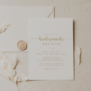 Gold Calligraphy Bridesmaids Brunch Shower Einladung