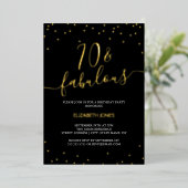 Gold Calligraphy Confetti 70. Fabulous Geburtstag Folieneinladung (Stehend vorne)