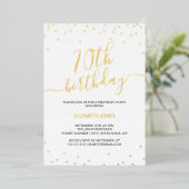 Gold Calligraphy Confetti 70. Geburtstagsparty Folieneinladung (Stehend vorne)