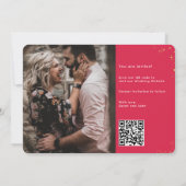 Gold Calligraphy Elegant Magenta QR Code Save The Date (Rückseite)