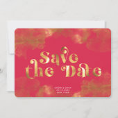 Gold Calligraphy Elegant Magenta QR Code Save The Date (Vorderseite)