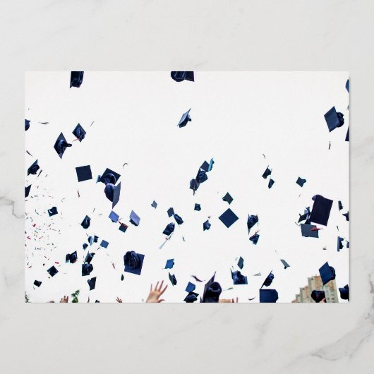 GOLD Calligraphy Foto High School Abschluss Folieneinladung (Rückseite)