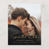 Gold Calligraphy Foto Save the Date Card (Vorderseite)